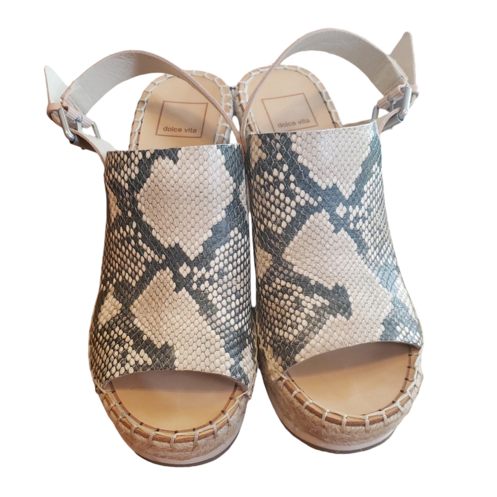 Dolce Vita Snake Skin Espadrilles Wedge Sandals Size 8.5 - Picture 3 of 5
